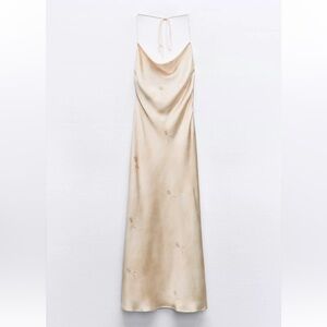 Zara SATIN EFFECT PRINT DRESS